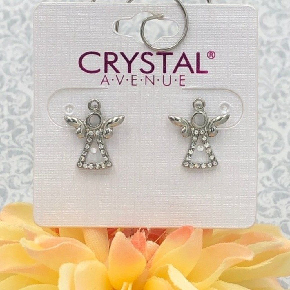 🌼 Angel Silver Rhinestone Dainty Stud Earrings